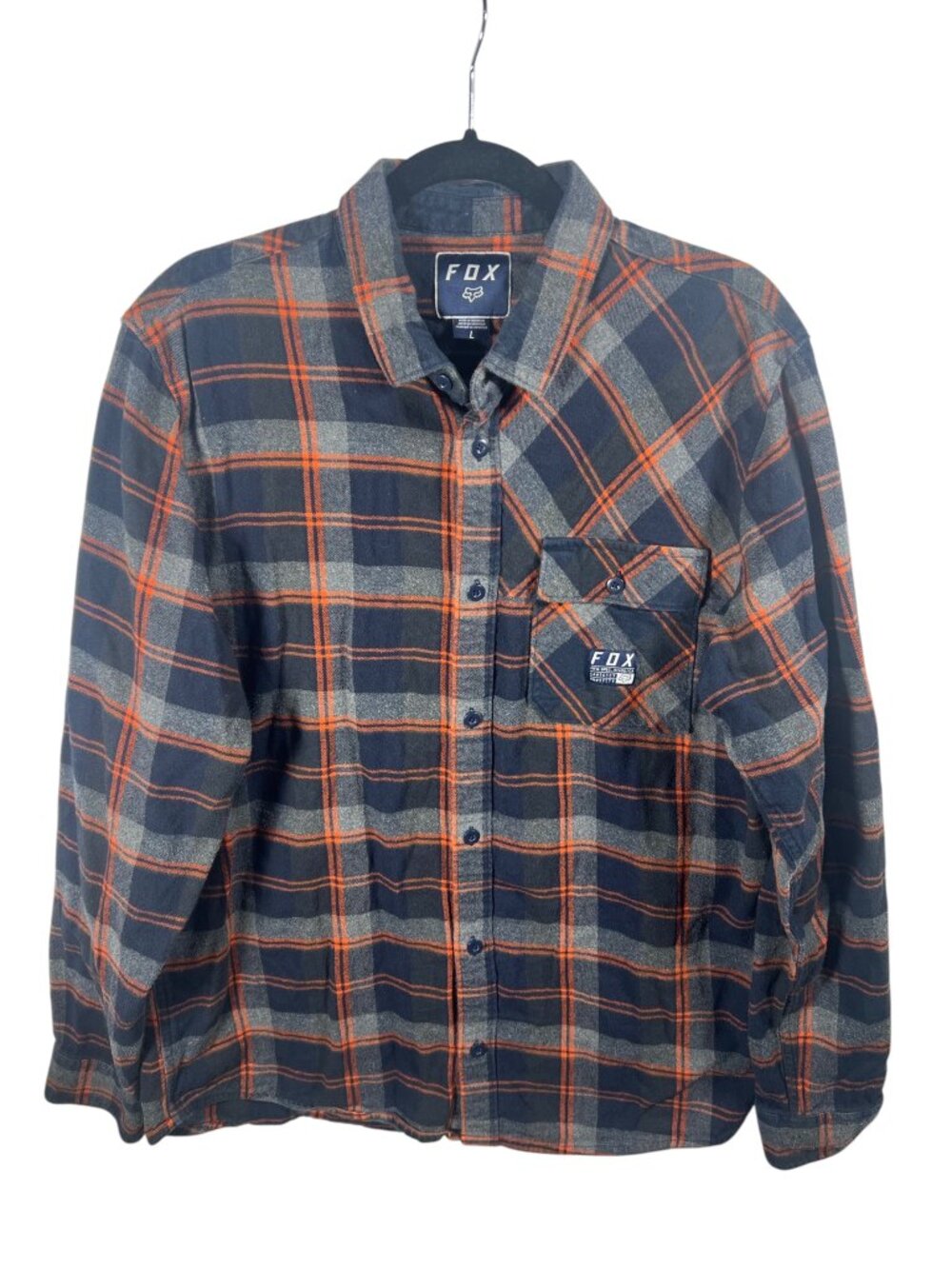 Fox Racing Shirt Mens Large Button Down Flannel Long Sleeve Plaid Outdoor Moto